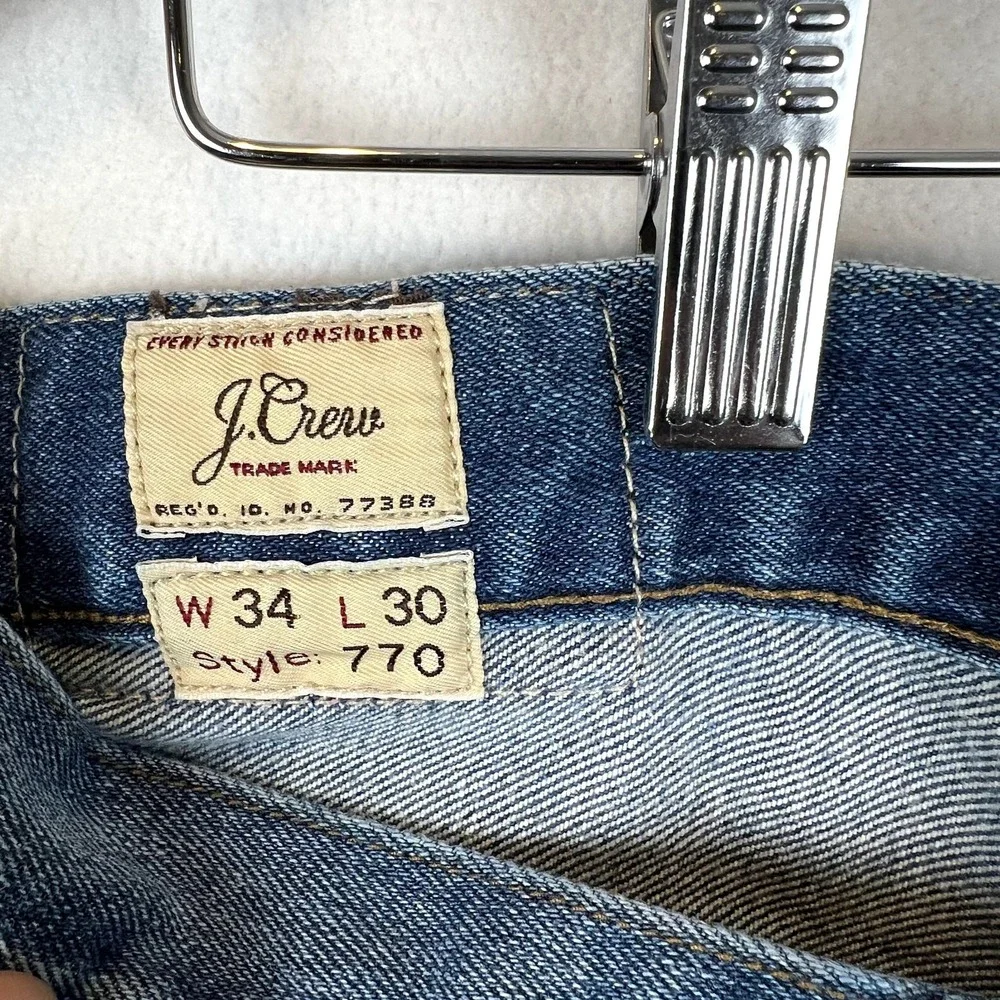 J Crew 770 Jean Men 34x30 Straight‎ Fit Dark Wash Blue Classic Denim J.Crew